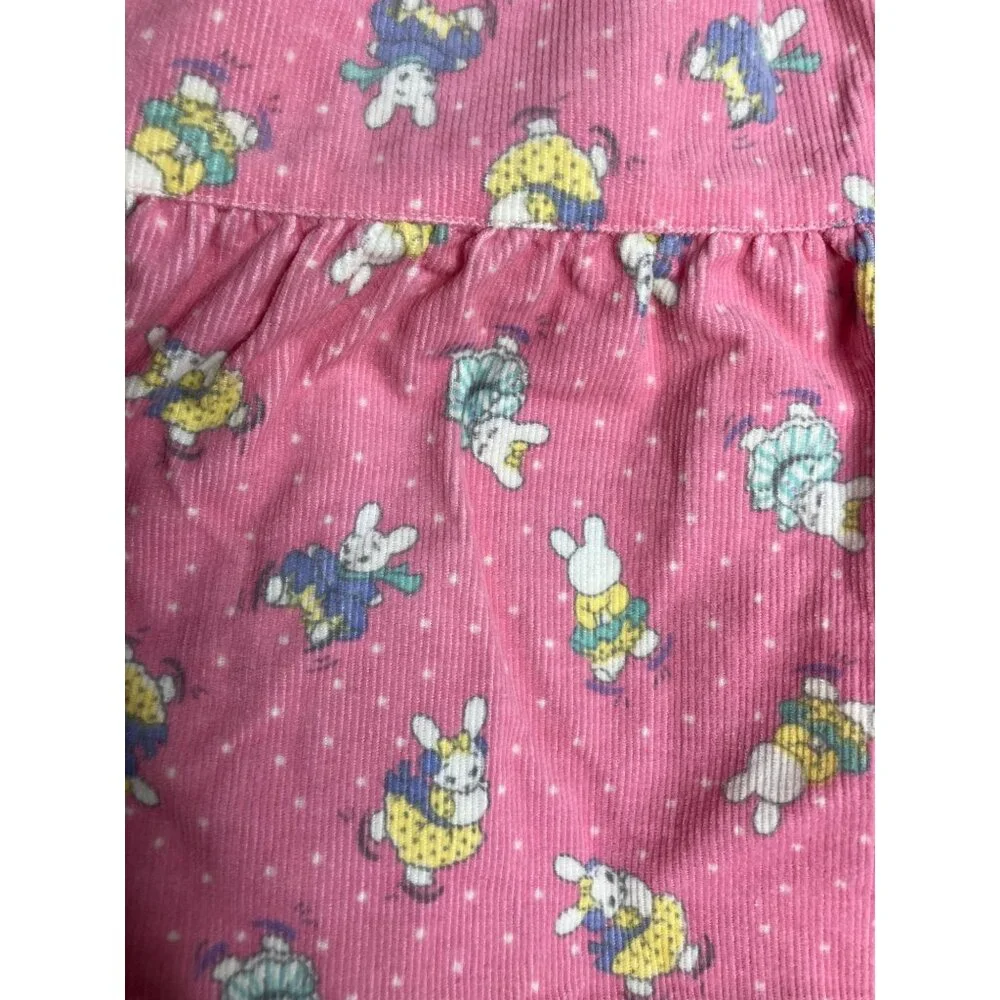 Vintage Osh Kosh Pink Corduroy Baby 12 Months Dress Bunny Bunnies On Ice